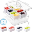 Chilled Serving Tray, Snackle Box Container with Ice Pack, Divided Serving Tray with Lid & Handle, Cold Serving Dish with Fork & Spoon, 8 Compartment Snack Container for Fruit,Picnic,Party,Travel