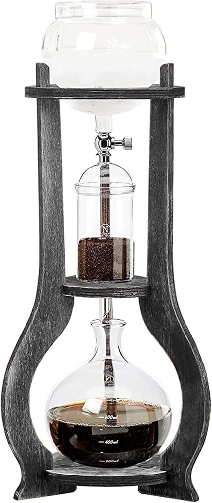 Iced Coffee Cold Brew Drip Tower Coffee Maker Wooden, 6-8 cup，Grey
