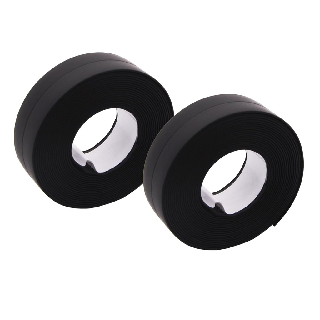 Waterproof Caulk Tape Sealant Strip, 0.87" W x 10.5'L PVC Sealing Tapes for Kitchen Bathroom Bathtub Countertop Toilet Sink (2 Pcs, Black)