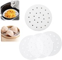 Upgrade 200 sheets Bamboo Steamer Liner, Round Air Fryer Parchment Paper with Holes, White Anti-Stick Steamer Paper (5inch)
