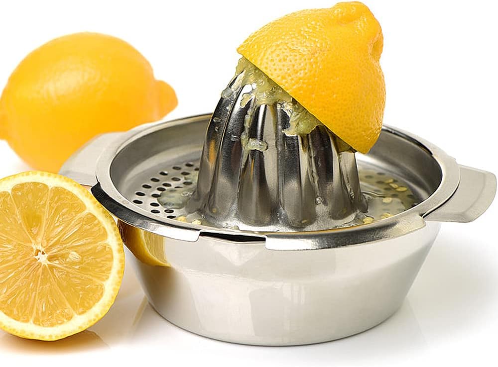 Vanleonet Stainless Steel Citrus Lemon Orange Juicer Manual Hand Squeezer, Juicer Hand Press Fruit Lemon Lime Orange Squeezer with Bowl