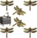 Dragonfly Drawer Knobs Modern Dresser Pulls for Closet Cabinet Cupboard Wardrobe Furniture Door Pulls Home Kitchen Hardware Decoration 6 Pieces (Ancient Gold)