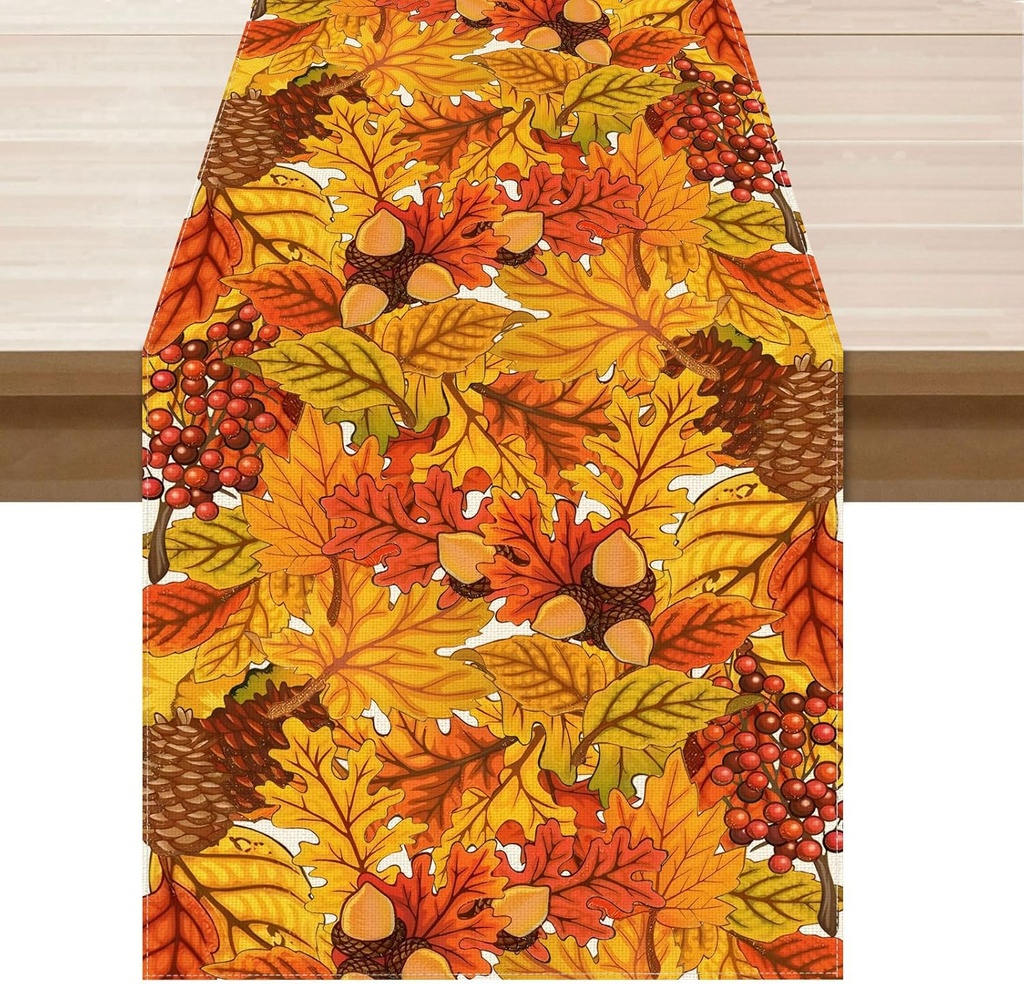 XCHI Fall Maple Leaves Pinecone Table Runner Table Decoration for Kitchen Dining Dinner Autumn Home Decor 13x72 Inch