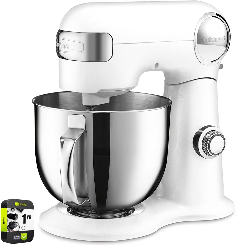 Cuisinart SM-50 Precision Master 5.5-Quart Stand Mixer White Linen Bundle with 1 YR CPS Enhanced Protection Pack
