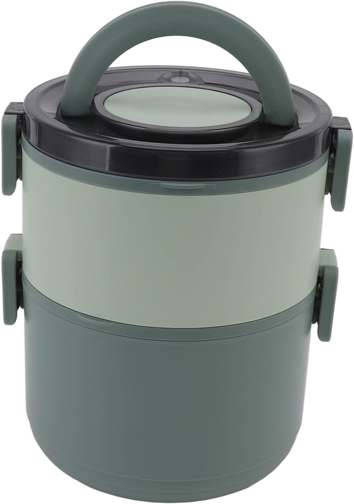 CHICIRIS Box, Food Grade Stackable Lunch Box 2 Tiers 1600ml Capacity for Home for Office for Travel (Green)