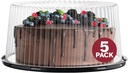 10 - 11" Plastic Disposable Cake Containers Carriers With Dome Lids And Cake Boards [5 Pack] And Cake Server | Round Bundt Cake Boxes / Cover | 2-3 Layer Cake Holder Display Containers For Transport