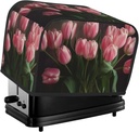Pink Tulips 2 Slice Toaster Covers Dustproof Splash-Proof Bread Machine Cover Fingerprint Protectors Small Washable Kitchen Appliance Cover Universal Size