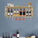 39" Wine Rack Wall Mounted Bar Unit Floating Shelves Floating Shelves Inverted Wine Glass Racks Multifunctional Iron Bottle Holder Simple Hanging Goblet Rack with Partitions