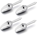 E-far Mini Scoop, 3 Ounce Stainless Steel Kitchen Utility Scoops, Ideal for Candy/Ice Cube/Flour/Sugar/Coffee Bean/Protein Powder, Food Grade & Anti Rust, Easy Clean & Dishwasher Safe (4 Pack)