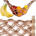 Fruit Hammock - Hanging Fruit Basket - Produce and Veggie Storage for Kitchen Under Cabinet - Banana Hook - Macrame Boho Modern (Taupe)