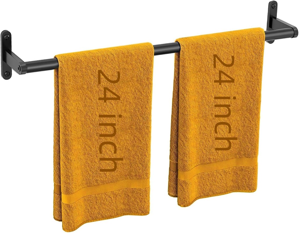 Towel Racks for Bathroom 24 Inch, Towel Bar for Bathroom Wall, Heavy Duty Bathroom Hand Towel Holder Organizer, Single Bath Towel Bar Wall Mounted, Matte Black
