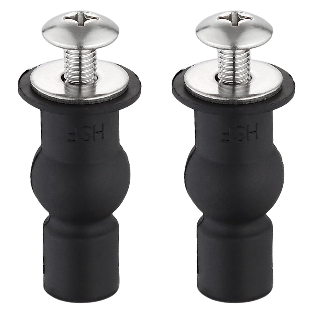 2 Pack Universal Toilet Seat Hinges Screw,Toilet Seat Screws Replacement kit,Toilet Seat Hinges Blind Hole fixings, Expanding Rubber Top Fix Nuts Screws for Top Mounting Toilet Seat Hinges