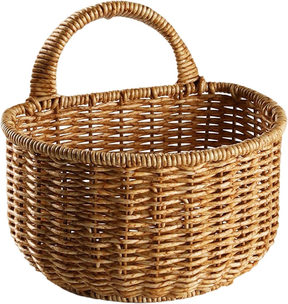 Qianly Wall Hanging Baskets Storage with Handle Washable Decorative Basket Woven Wall Basket Kitchen Bin for Towels Magazines Toys Balcony Cabinet, 17cmx15cm