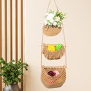 Hanging Fruit Basket for Kitchen, 3 Tier Wall Hanging Vegetable Basket, Boho Hanging Wall Basket, Handwoven Woven Wall Hanging Holder, Over the Door Hanging Produce Holder for Produce Storage