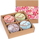 Ceramic Rice Bowls 10 oz, Sakura Bowl Gift Set, Assorted Color Dinnerware Serving Bowls for Rice, Cereal, Noodle, Soup, Desserts, Pack of 4 (Cherry Blossom)