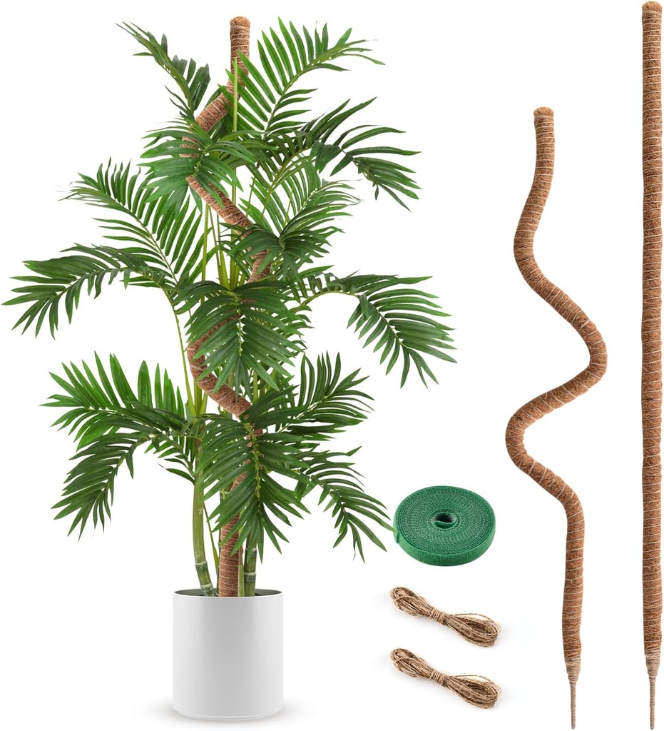 2 Pack Moss Pole, 63 Inch Bendable Moss Poles for Plants Monstera Long for Climbing Plants, Extra Large Handmade Pole Plant Sticks Support Stakes for Indoor Plants to Grow Upwards
