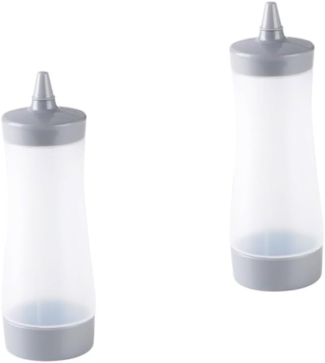 Unomor 2pcs Food Squeeze Bottle Condiment Dispenser Salad Dressing Bottle Pp Pe Material 350ml for Sauce Jam Mustard Great for Kitchen Picnic (grey)