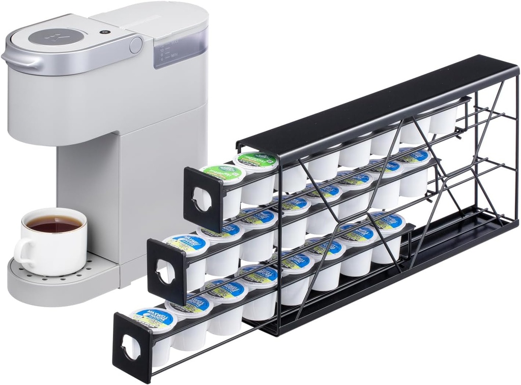 FlagShip K Cup Holder Drawer 3 Tier Coffee Pod Holder for K Pod Save Space Countertop Kitchen (24 Pods Capacity)