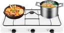 3 Burner Gas Stove with Lid, Gas Camping Stove Portable LPG Gas Stove Outdoor Camping Caravan LPG Cooktop Desktop Cooker for Kitchen, Outdoor, Camping, RV