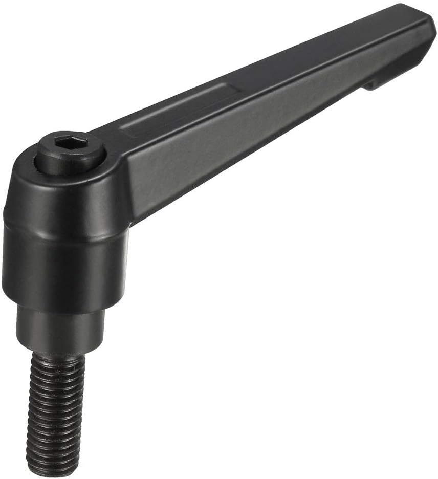 uxcell M10 x 25mm Handle Adjustable Clamping Lever Thread Push Button Ratchet Male Threaded Stud Knobs Rotating Screw Handles Bolts with Locking Lever Black