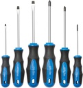 ROTATION 6PCS Magnetic Tip Screwdriver Set, 3 Phillips and 3 Flat, Professional Cushion Grip | 6-Piece Hand Tools Set