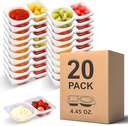 20 Pack Snack Pack Containers, Reusable 2 Compartment Condiment Containers with Lids, Mini Sauce Boxes & Snack Prep Containers for On-the-Go Meals and Camping for Kids and Adults