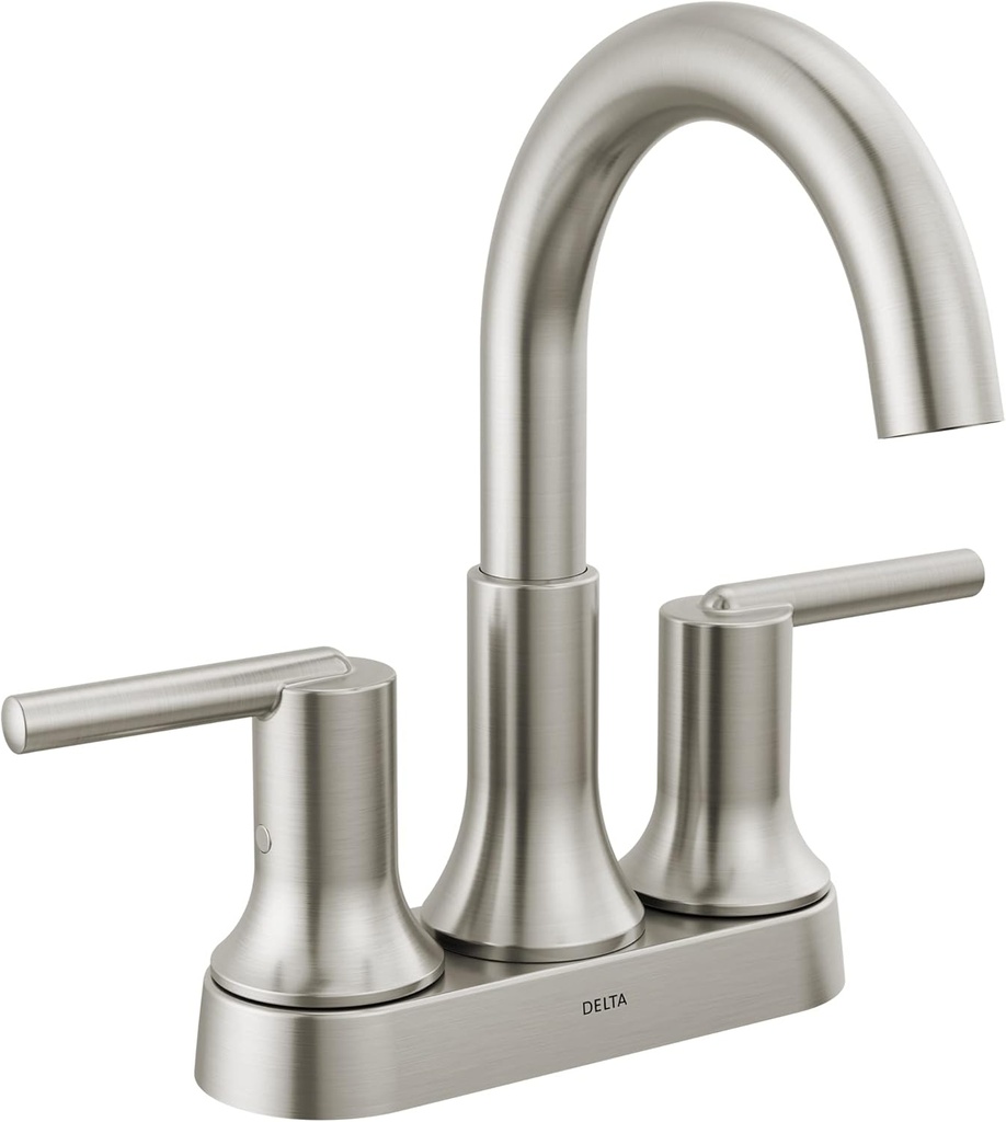 Delta Faucet Trinsic Brushed Nickel Bathroom Faucet, Bathroom Sink Faucet, Centerset, Diamond Seal Technology, Metal Drain Assembly, Stainless 2559-SSMPU-DST