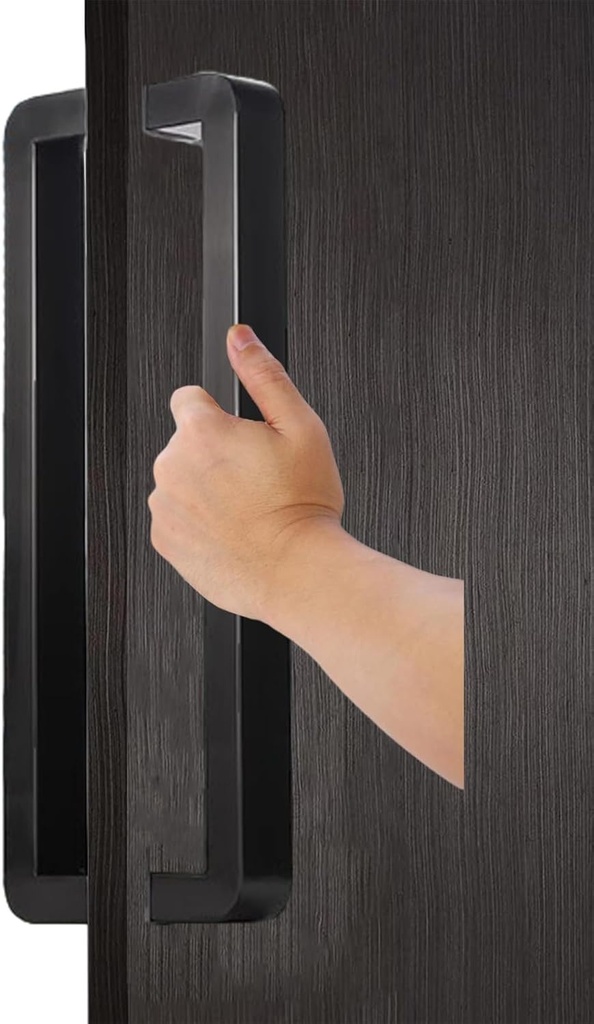 barn Door Handle, Black Commercial Push Pull Door Handles Bar, Modern Double Sided Sliding Door Pull Plate with Hardware, 13"/ 21"/25" Bar Handle Set for Kitchen(33 cm (13"))