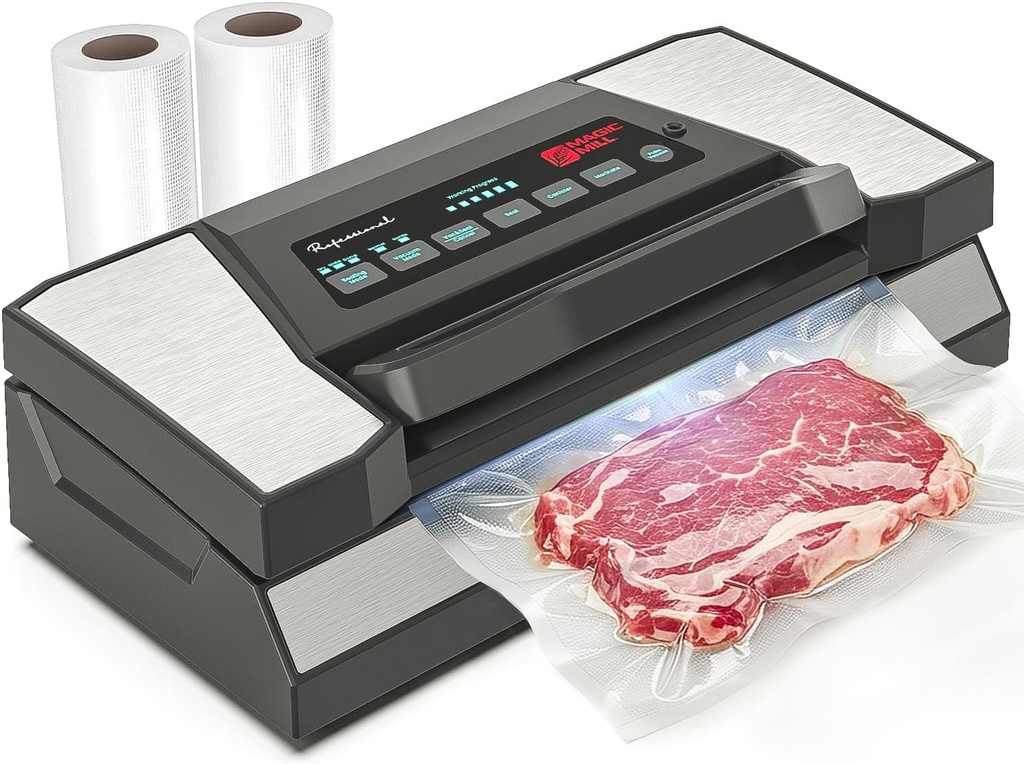 Magic Mill Professional Vacuum Sealer Machine Pro with New Patent Handle MVS-5181 for Food Bags, Marinate Bowls, and Meal Packing Cannister | Vacuum Sealer with Cutter and Jar Attachment