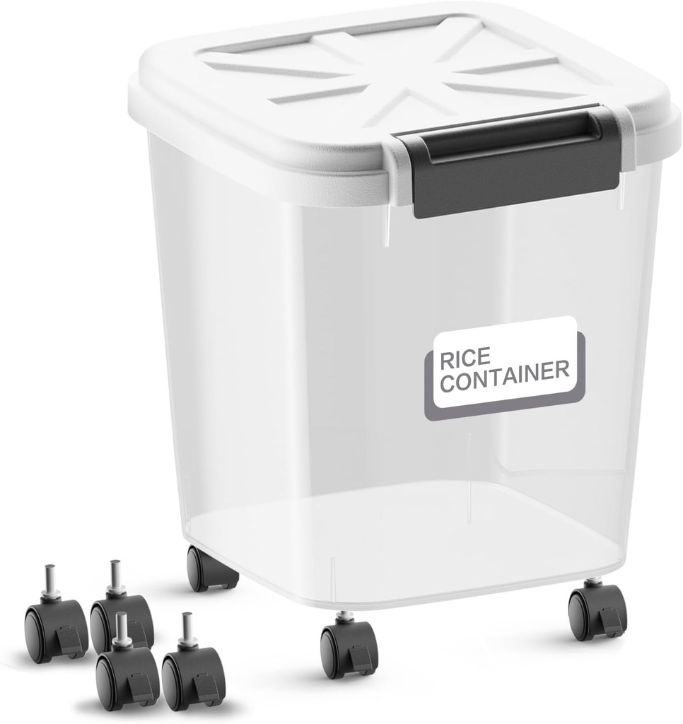 30LBS Rice Container - Rice Dispenser 30LBS/15KG/15Qt Food Cereal Container Bins with Measuring Cup for Household Pantry Organization (30 LBS)