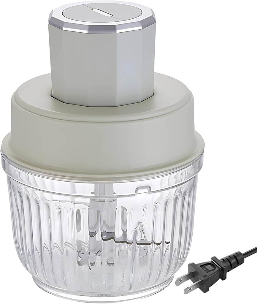 Motor Powerful 300W, Processor Food Small Electric Home, Vegetables Garlic Meat for Great, Capacity L 2.5 / Oz 84.5, Design Plastic and Glass, Meat Grinder, Us Plug Includes Cord Power