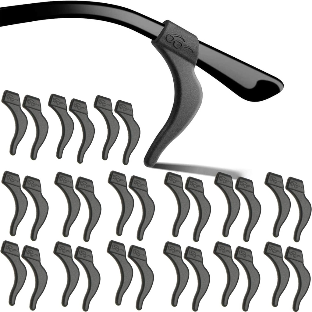 Eyeglass Ear Grips - 21 Pairs Glasses Anti-Slip, Comfortable Silicone Elastic Eyeglasses Temple Tips Sleeve Retainer, Prevent Eyewear Sunglasses Spectacles Glasses Slipping (Black-2)