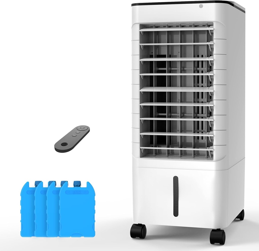 Windowless Portable Air Conditoners, 3-IN-1 Portable AC with Remote, 12H Timer &1.16Gal Tank, 45° Oscillation, 3 Modes 3 Speeds, Fast Cooling Quiet Ventless Swamp Cooler for Room Home Office, Snow