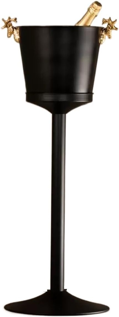 Ice Bucket Large Stainless Steel Free Standing Wine Chiller Wine Coolers and Cellar with Ice Bucket Kitchen Bar Wares Ice Container(Black)