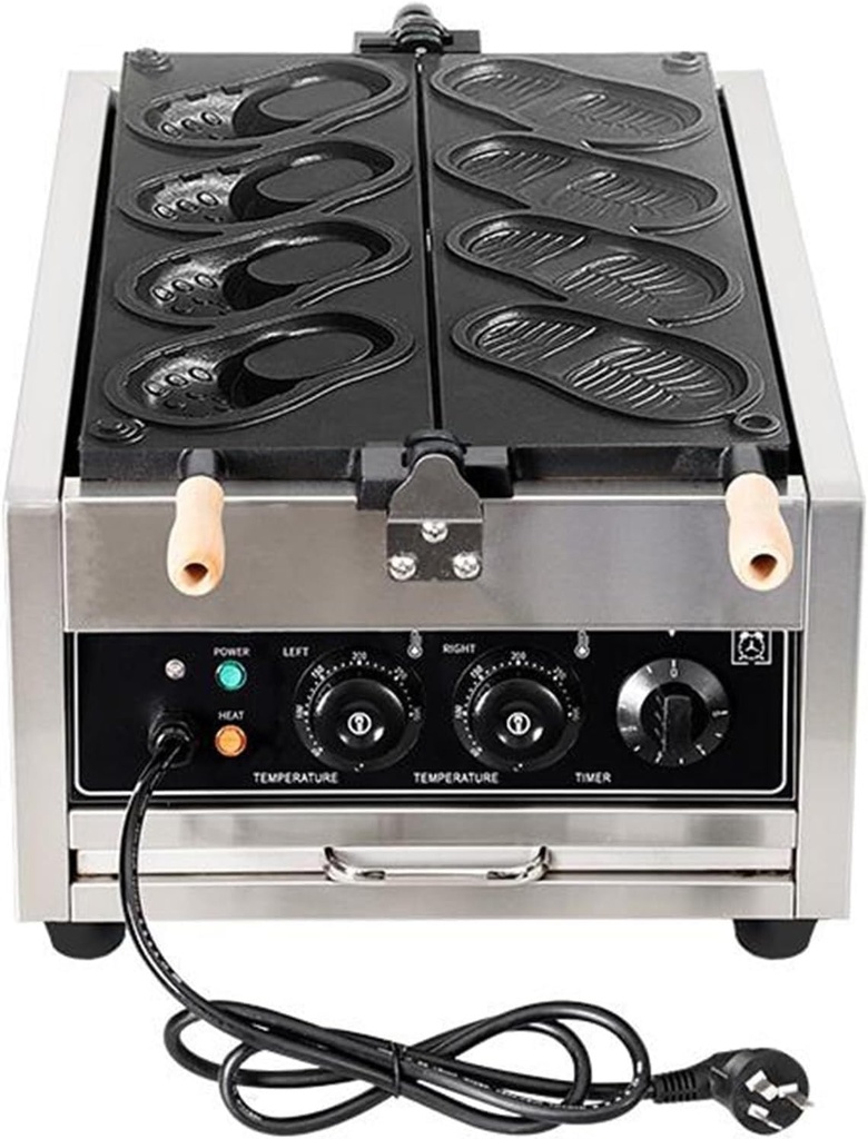 Electric Shoes Shape Waffle Making Machine Non-stick Coating 4pcs Shoe Shaped Bread Maker Baker, Snack Equipment(ElectricheatingA)