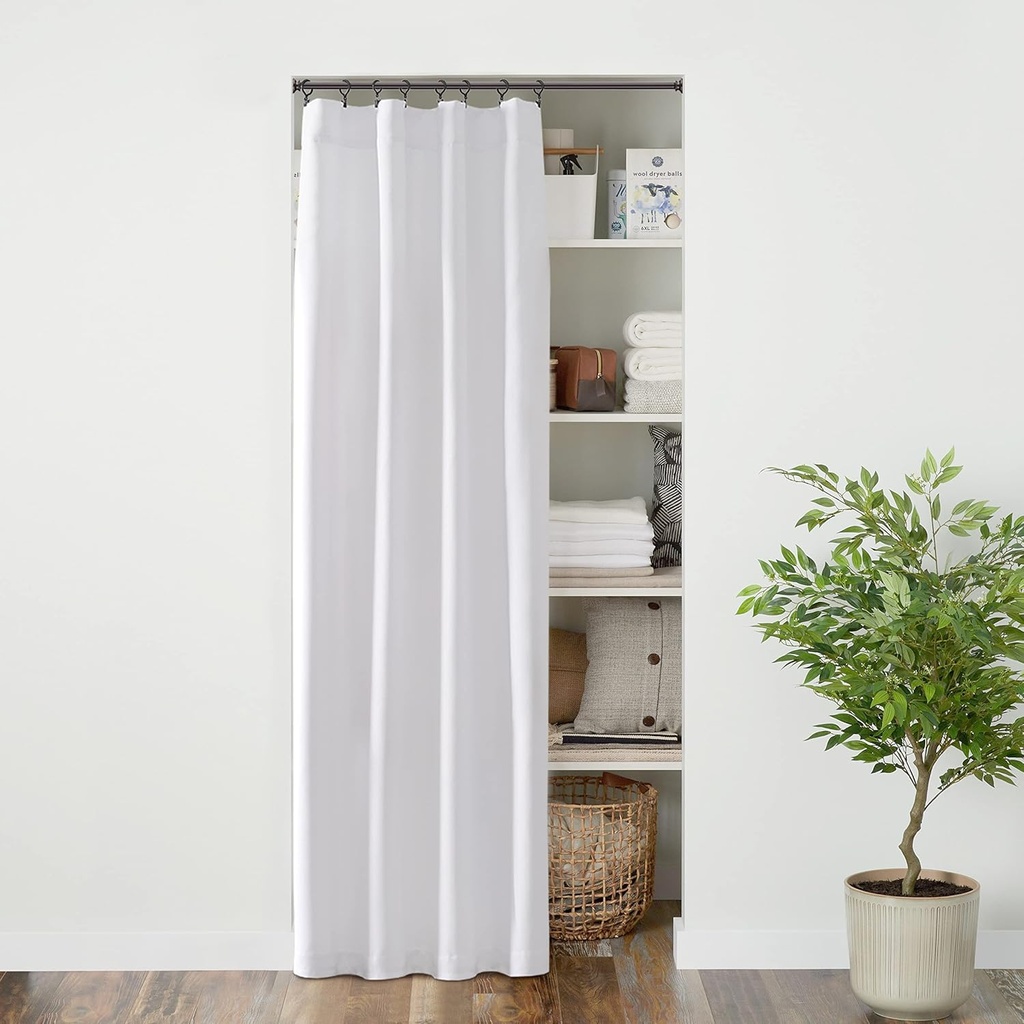 Sliding Closet Door Curtain for Bedroom Open Closet Door,Room Divider Curtain 80 Inch Length Door Cover to Keep Heat Out,Sound Proof Doorway Curtains for Door Privacy,Covering 24/30/32/36 Inch,White