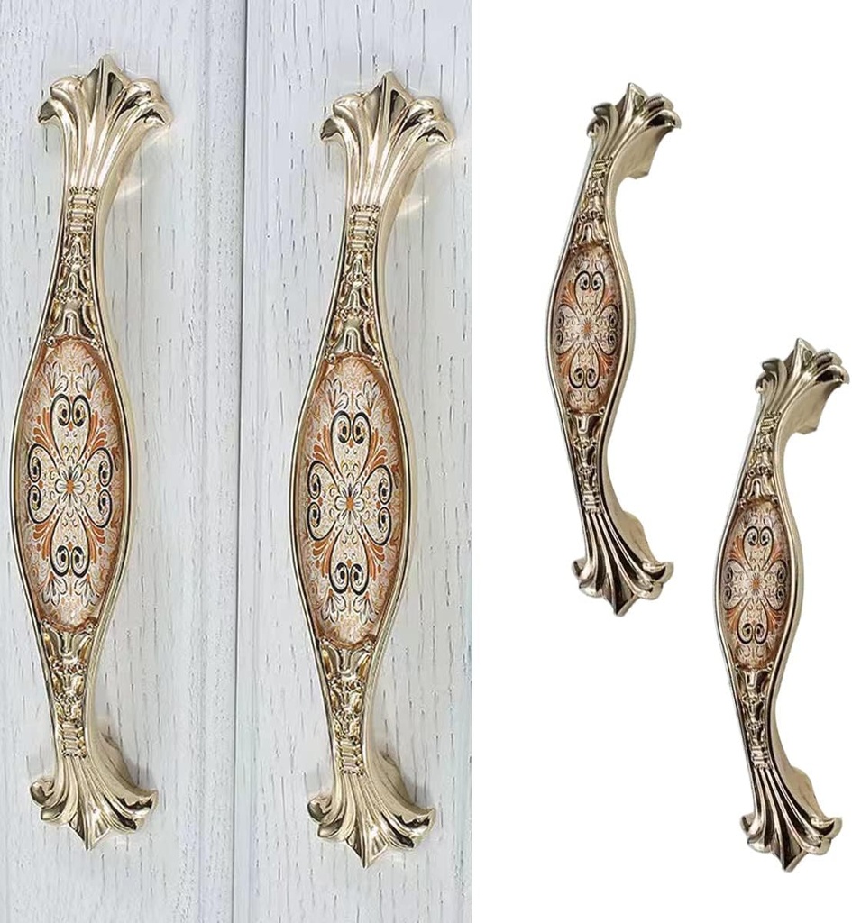 3-3/4" Zinc Alloy Cabinet Pulls Furniture Knobs Floral Pattern Cupboard Handle Drawer Pulls Solid Metal Kitchen Hardware Handles for Cabinet Drawer Wardrobe (2pcs/Set)
