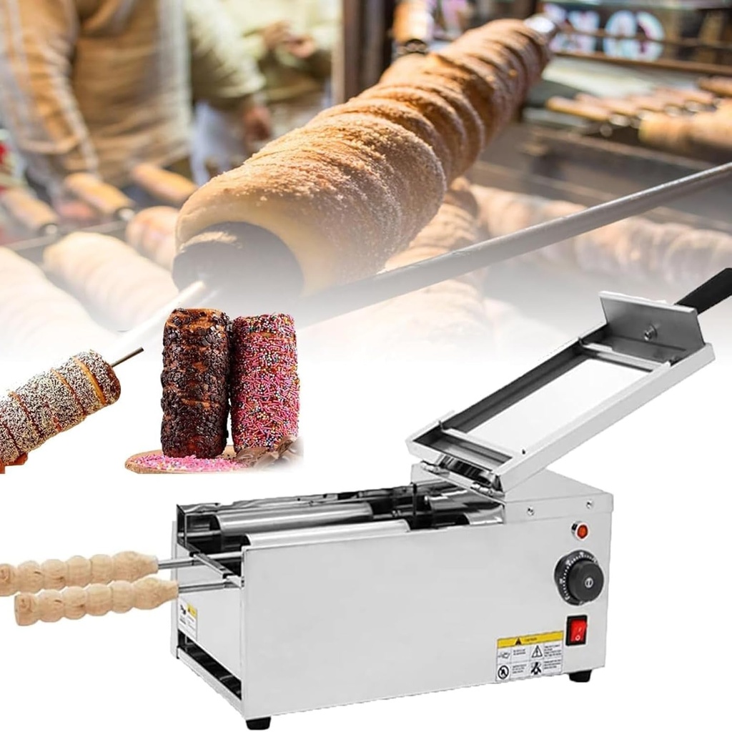 Chimney Cake Machine, Rolling Waffle Machine, with 2 Roller, Temperature Range 50~300°, Perfect for Snack Bars, Fast Food Restaurants, Supermarkets, Cafes, Parties, Etc