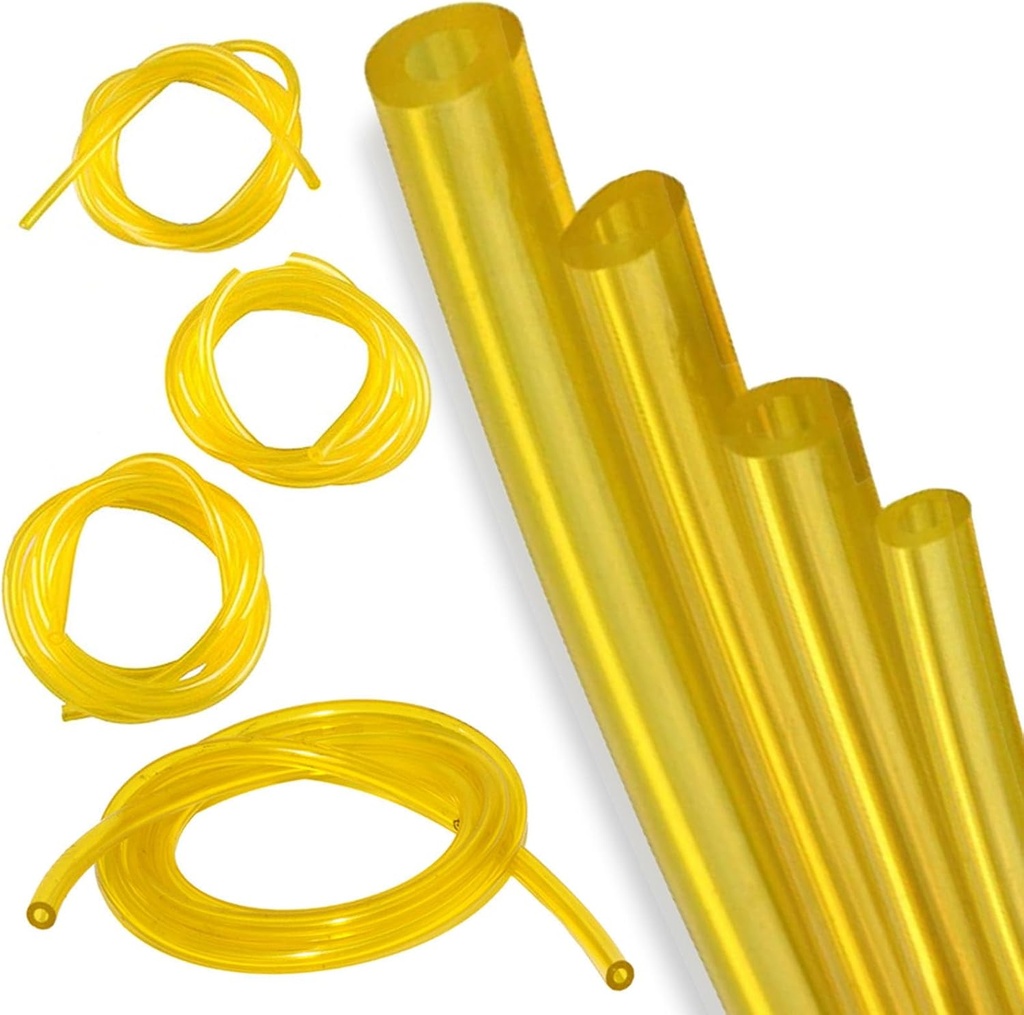 4 Sizes Petrol Fuel Gas Line Pipe Hose Tubing For String Trimmer Chainsaw Blower Lawn Mower and other Power Tools 2 Cycle Small Engine for Poulan, Craftman (Yellow)