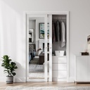 Sliding Closet Door for 48" x 80" Opening, Preassembled Mirror Closet Door with Hardware Kit Included, Water-Proof PVC Surface, Easy Install, White