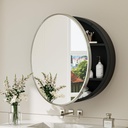 TokeShimi 26 x 26 Round Medicine Cabinet with Mirror, Brushed Nickel Circular Bathroom Medicine Cabinet with Stainless Steel Metal Frame, Detachable Shelves, Shatterproof, Wall Mounted Only