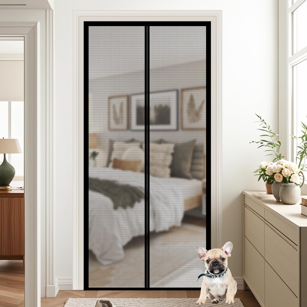 Magnetic Door Screen Fit Door Size 38 x 82 Inch, Fiberglass Mesh Auto Closer Door Screen with Closure Weighted Bottom, Durable Magnetic Screen Door for Bedroom Air Conditioner Room