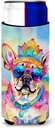 Caroline's Treasures Pug Hippie Dawg Hugger for Ultra Slim Cans Can Cooler Sleeve Hugger Machine Washable Drink Sleeve Hugger Collapsible Insulator Beverage Insulated Holder