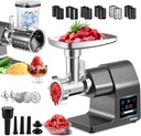 Huanyu Electric Meat Grinder 2000W Max Power Heavy Duty, Ice Shaver and Veggie Shredder with Touchscreen, 2 Blades, 3 Plates, Sausage Tubes and Kubbe Kit #10 Outlet for Home Use