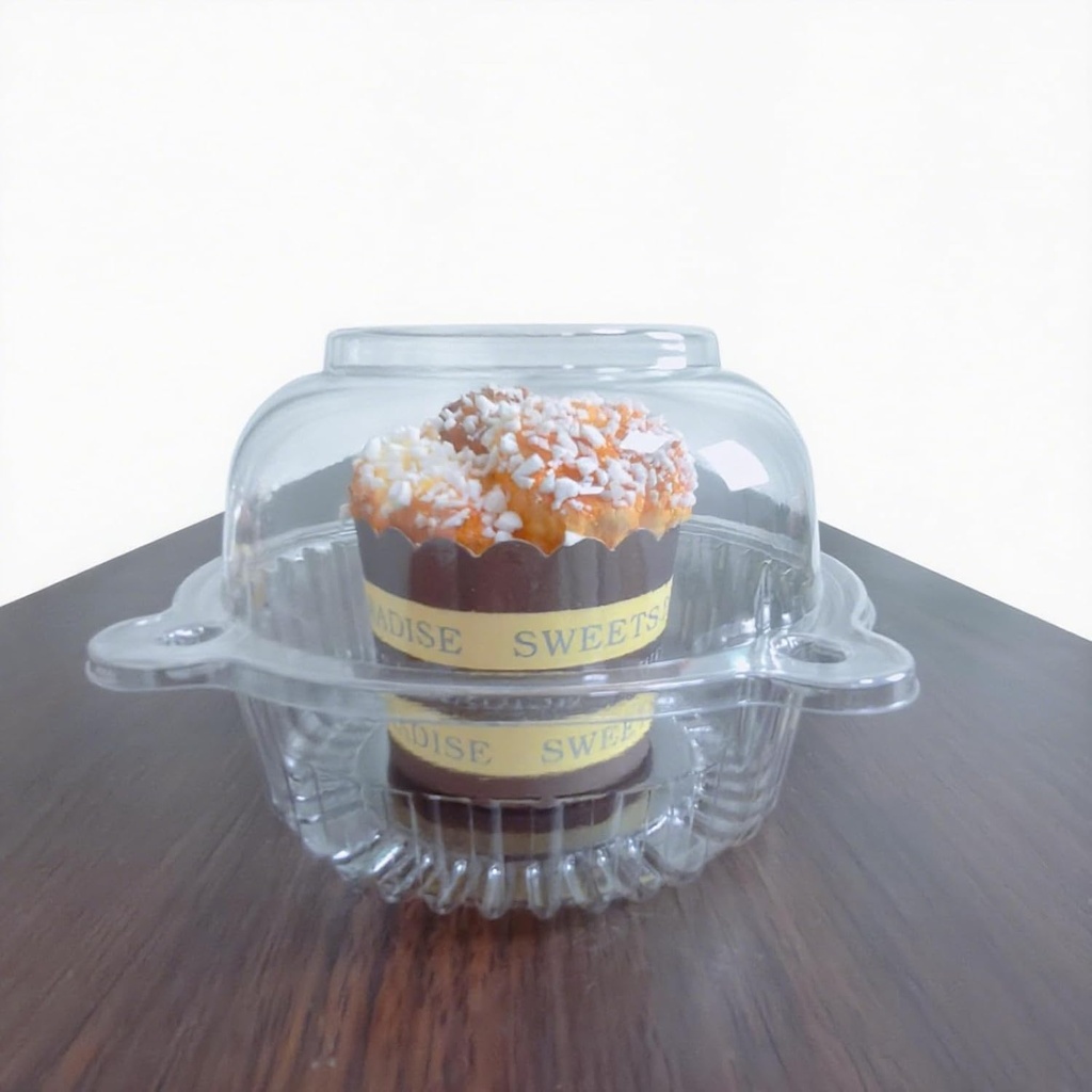 100 pc Jumbo Muffin Containers, Plastic Cupcake Container, Independent Cupcake Holder, Transparent Plastic Muffin Box (Large Size)