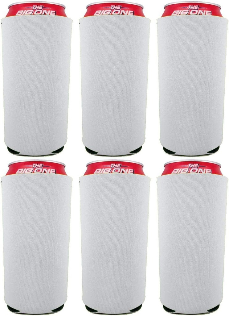 Blank Neoprene 24 oz. Can Coolie (6 Pack, White)