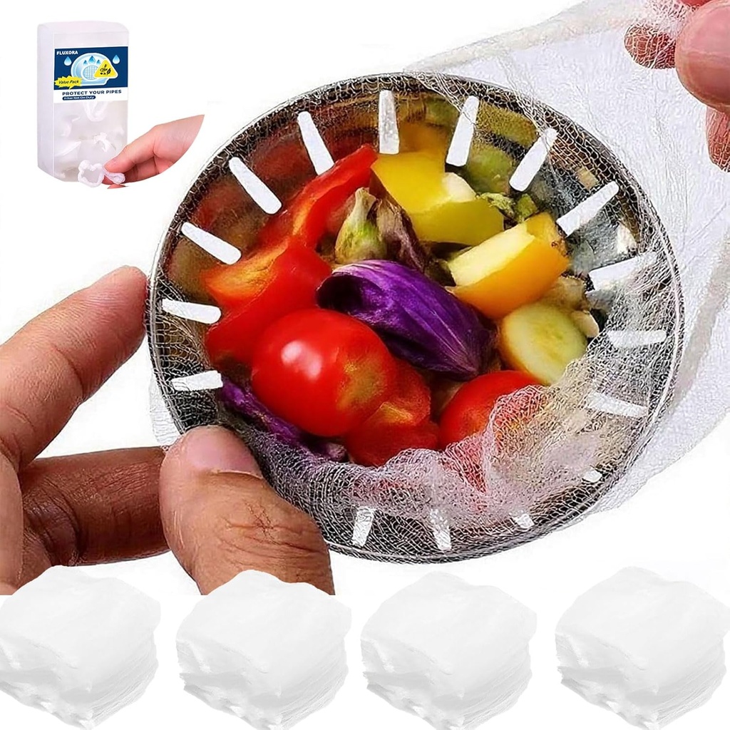 400 PCS Disposable Mesh Sink Strainer Bags w/Dispenser Box - Kitchen Sink Strainer Mesh Bag for Anti-Clogging Drainage, Food Waste Garbage Collector & Drain Filter, Kitchen/Bathroom Sinks Catcher