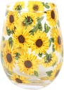 Sunflower Stemless Glass - 500ml Capacity, Vibrant All-Over Print for Wine, Cocktails, Iced Tea, and More, Durable, Hand Wash Only, Cheerful Floral Design for Everyday Use or Special Occasions