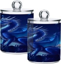 Acrylic Plastic Clear Jar with Lid, Blue Glowing Dragon Galaxy Airtight Storage Jar 2 Pack Kitchen Storage Containers for Cookie Snack Candy