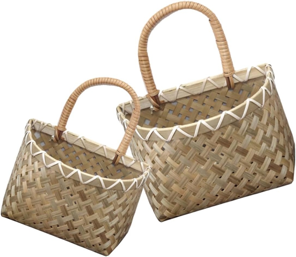 SECFOU 2pcs Woven Ginger Garlic Storage Basket Multi-use Hanging Kitchen Organizer for Vegetables and Spices Wall-mounted Design for Easy Access Rustic Style for Home and Restaurant Use